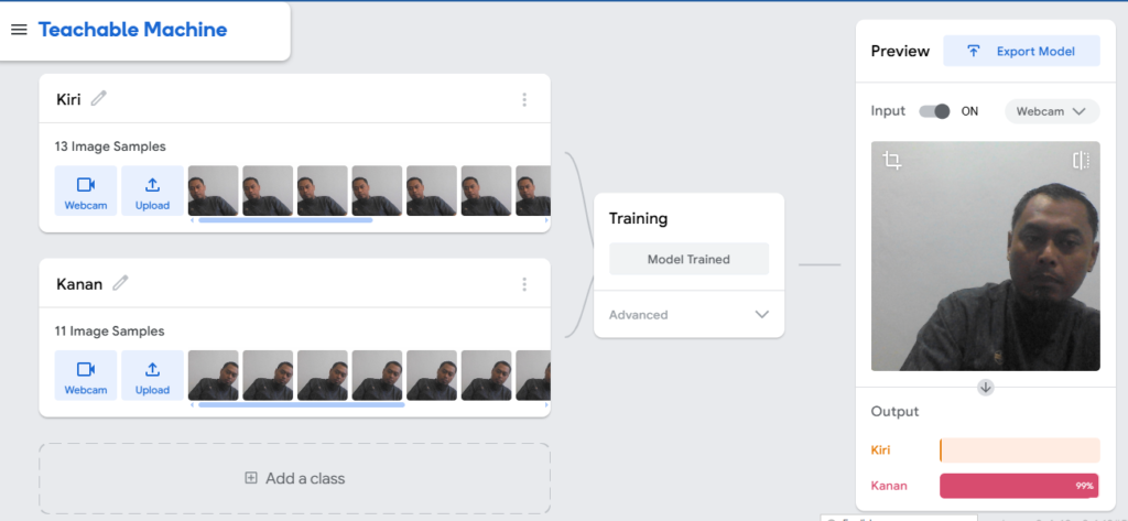Train Model Teachable Machine
